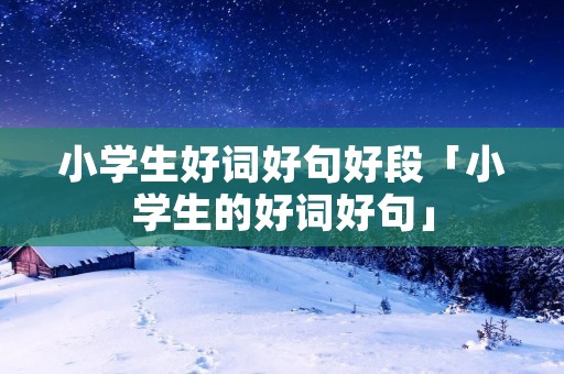 小学生好词好句好段「小学生的好词好句」