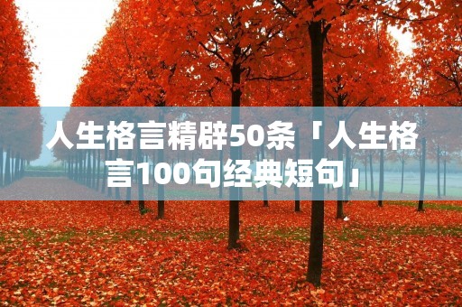 人生格言精辟50条「人生格言100句经典短句」