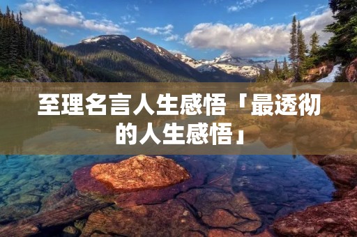 至理名言人生感悟「最透彻的人生感悟」