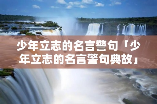 少年立志的名言警句「少年立志的名言警句典故」