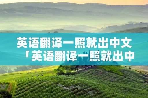 英语翻译一照就出中文「英语翻译一照就出中文30O」