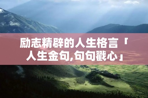 励志精辟的人生格言「人生金句,句句戳心」