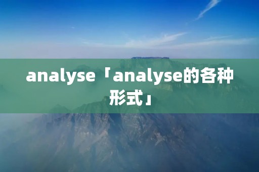 analyse「analyse的各种形式」