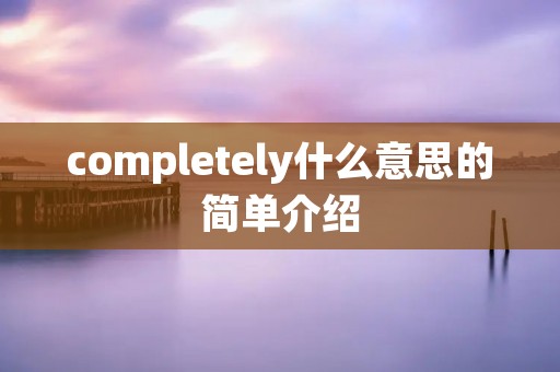 completely什么意思的简单介绍 completely什么意思的简单介绍