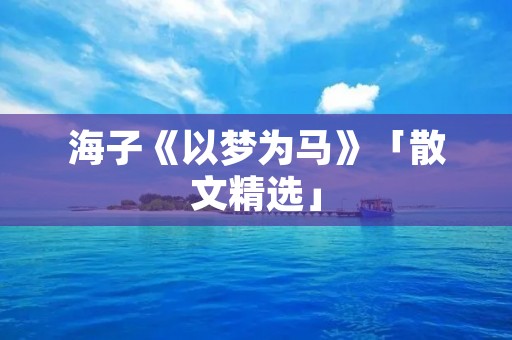 海子《以梦为马》「散文精选」