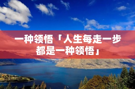 一种领悟「人生每走一步都是一种领悟」