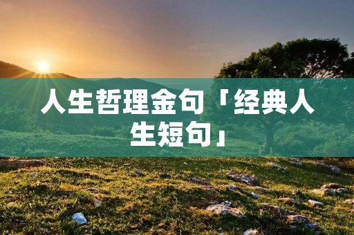 人生哲理金句「经典人生短句」