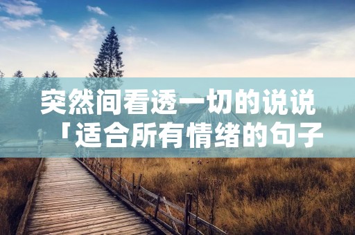 突然间看透一切的说说「适合所有情绪的句子」