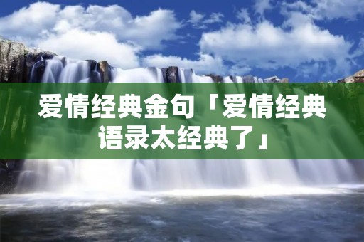 爱情经典金句「爱情经典语录太经典了」