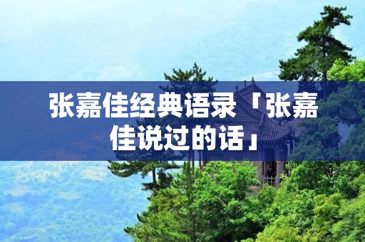 张嘉佳经典语录「张嘉佳说过的话」