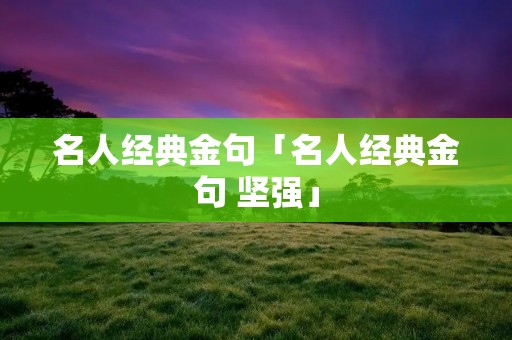 名人经典金句「名人经典金句 坚强」
