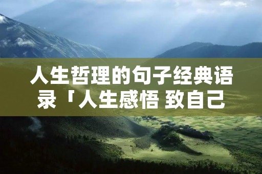 人生哲理的句子经典语录「人生感悟 致自己 !精辟」