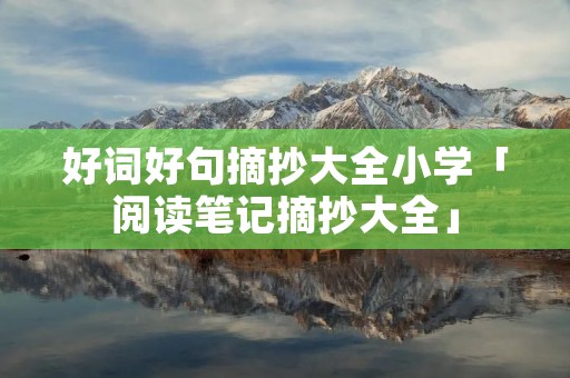 好词好句摘抄大全小学「阅读笔记摘抄大全」
