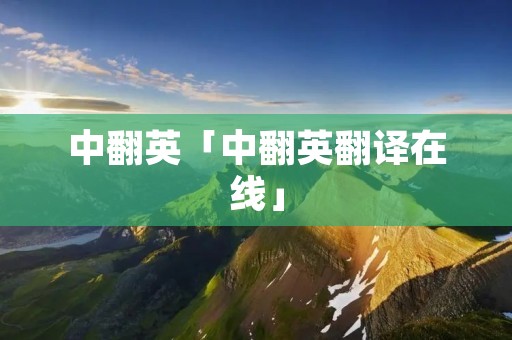 中翻英「中翻英翻译在线」