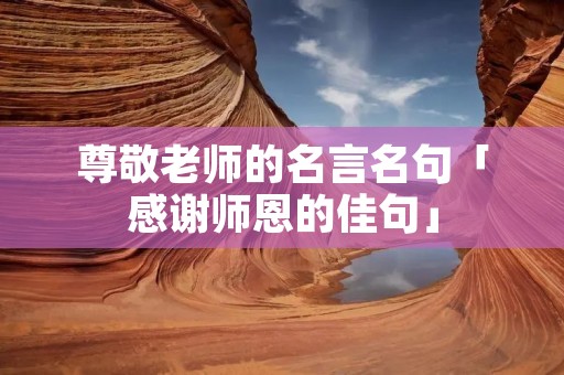 尊敬老师的名言名句「感谢师恩的佳句」