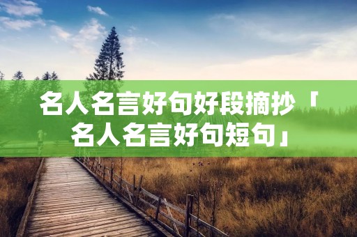 名人名言好句好段摘抄「名人名言好句短句」