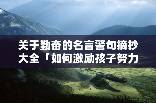 关于勤奋的名言警句摘抄大全「如何激励孩子努力读书」