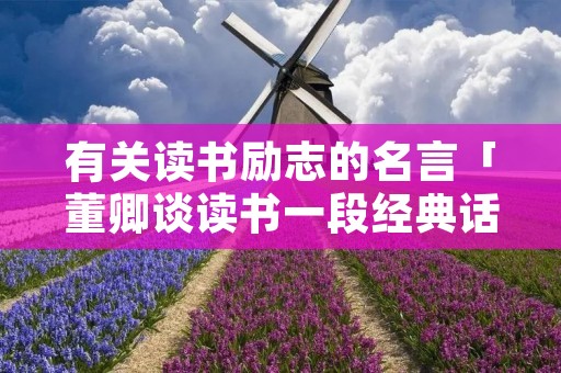 有关读书励志的名言「董卿谈读书一段经典话」