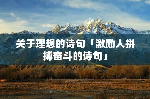 关于理想的诗句「激励人拼搏奋斗的诗句」