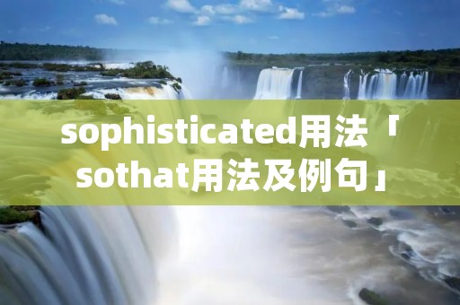 sophisticated用法「sothat用法及例句」
