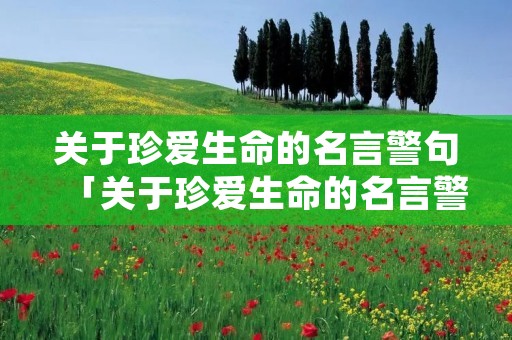 关于珍爱生命的名言警句「关于珍爱生命的名言警句短」 关于珍爱生命的名言警句「关于珍爱生命的名言警句短」