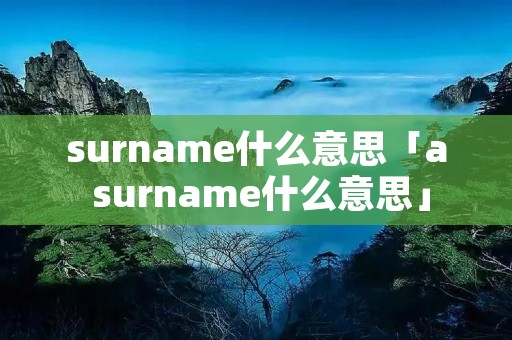 surname什么意思「a surname什么意思」