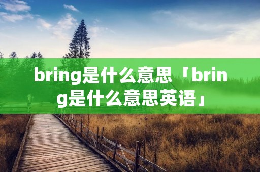 bring是什么意思「bring是什么意思英语」