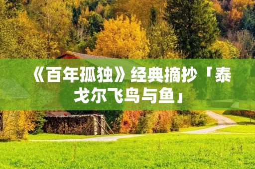 《百年孤独》经典摘抄「泰戈尔飞鸟与鱼」