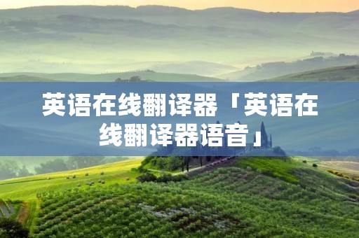 英语在线翻译器「英语在线翻译器语音」
