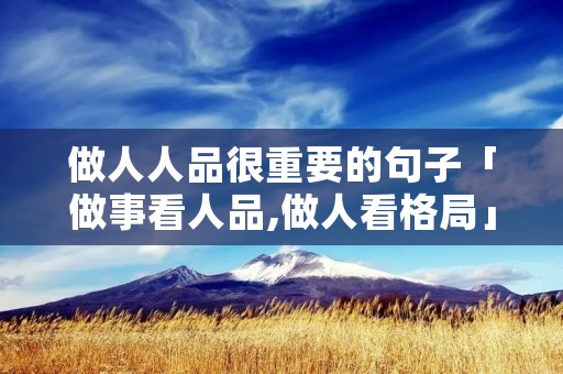 做人人品很重要的句子「做事看人品,做人看格局」