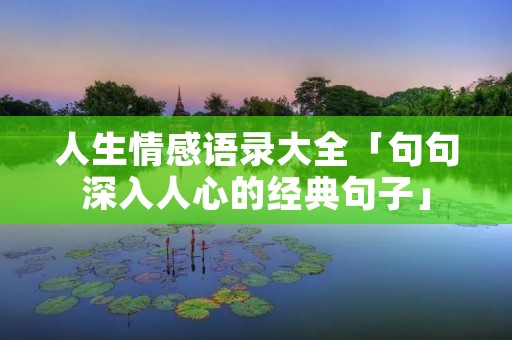 人生情感语录大全「句句深入人心的经典句子」