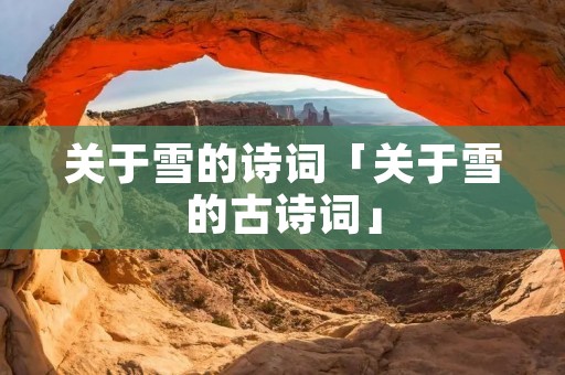 关于雪的诗词「关于雪的古诗词」