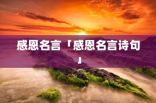 感恩名言「感恩名言诗句」