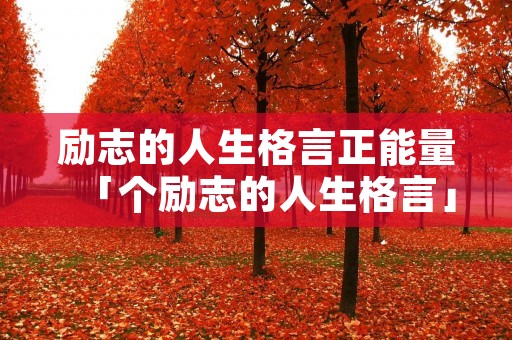 励志的人生格言正能量「个励志的人生格言」