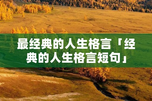 最经典的人生格言「经典的人生格言短句」