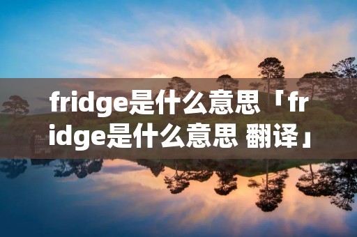 fridge是什么意思「fridge是什么意思 翻译」