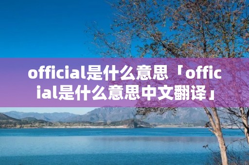 official是什么意思「official是什么意思中文翻译」