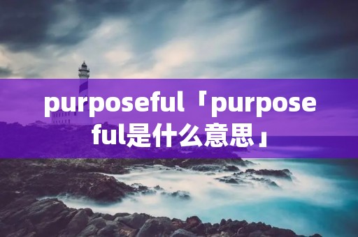 purposeful「purposeful是什么意思」