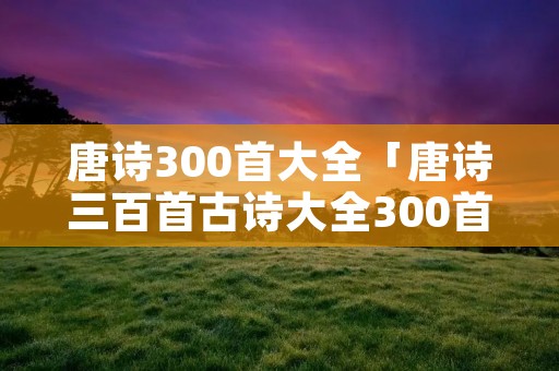 唐诗300首大全「唐诗三百首古诗大全300首」
