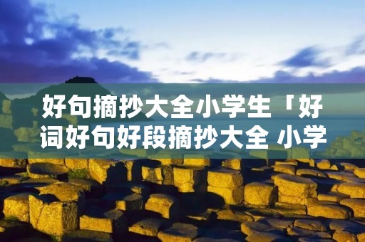 好句摘抄大全小学生「好词好句好段摘抄大全 小学生」