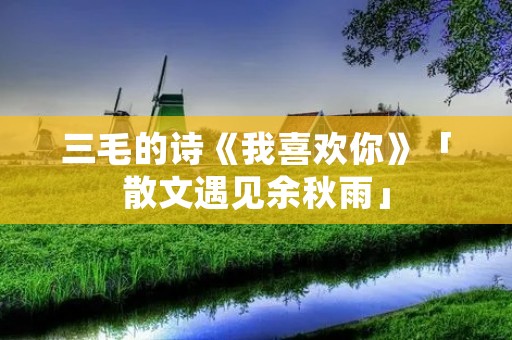 三毛的诗《我喜欢你》「散文遇见余秋雨」