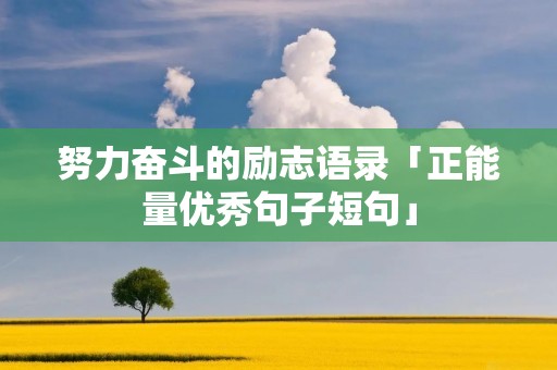 努力奋斗的励志语录「正能量优秀句子短句」 努力奋斗的励志语录「正能量优秀句子短句」