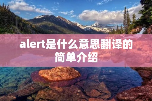 alert是什么意思翻译的简单介绍