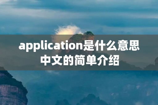application是什么意思中文的简单介绍