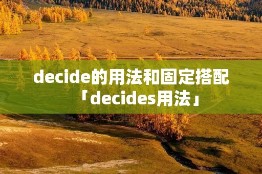 decide的用法和固定搭配「decides用法」