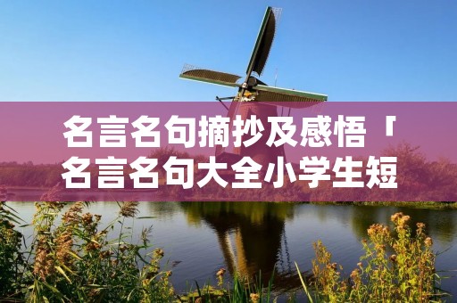 名言名句摘抄及感悟「名言名句大全小学生短句」