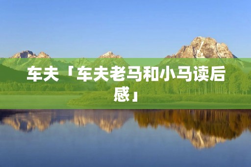 车夫「车夫老马和小马读后感」