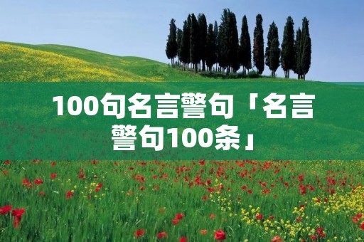 100句名言警句「名言警句100条」