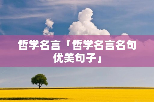 哲学名言「哲学名言名句优美句子」