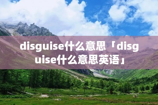 disguise什么意思「disguise什么意思英语」